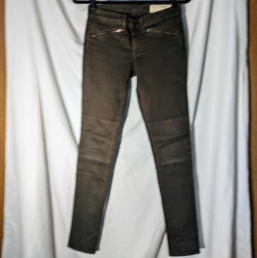 Rag & Bone Distressed Olive Ridley Moto Jeans, 25 - Picture 6 of 6